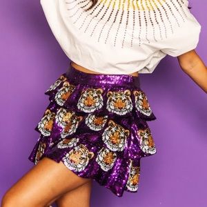 Queen of Sparkles LSU Tiger Sequin Tiered Skort